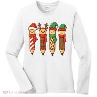 Coquette Teacher Students Christmas Pencils Festive Women's Long Sleeve Shirt thumb 0