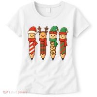 Coquette Teacher Students Christmas Pencils Festive Women's T-Shirt thumb 0