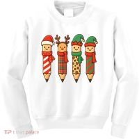 Coquette Teacher Students Christmas Pencils Festive Kids Sweatshirt thumb 0