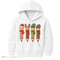 Coquette Teacher Students Christmas Pencils Festive Kids Hoodie thumb 0