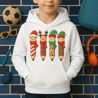 Coquette Teacher Students Christmas Pencils Festive Kids Hoodie thumb 2
