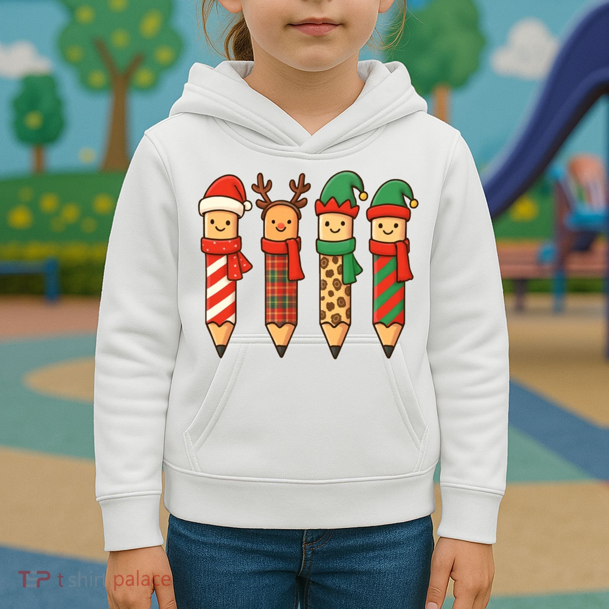 Coquette Teacher Students Christmas Pencils Festive Kids Hoodie