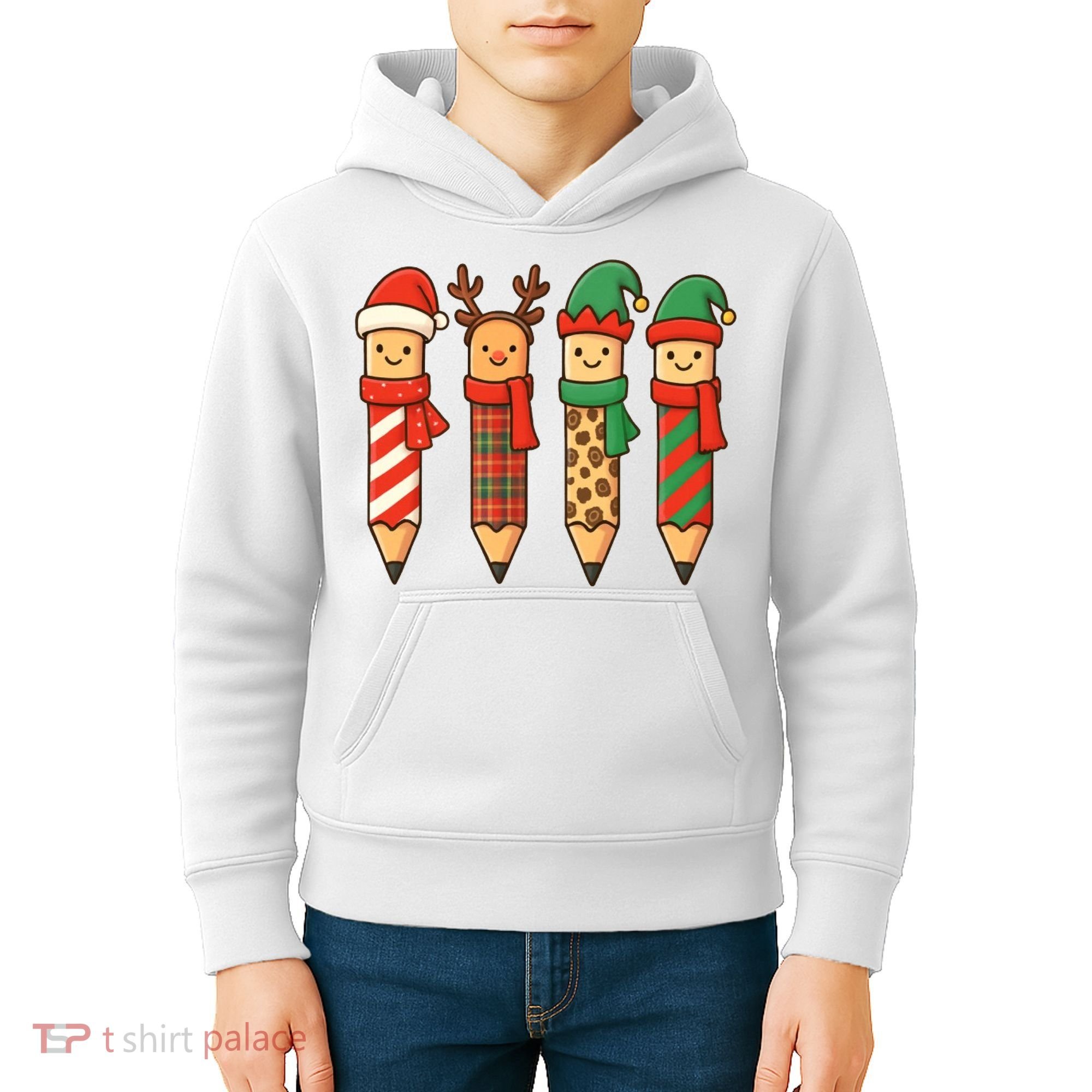 Coquette Teacher Students Christmas Pencils Festive Kids Hoodie