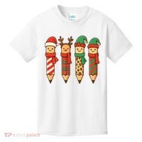 Coquette Teacher Students Christmas Pencils Festive Kids T-Shirt thumb 0