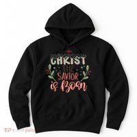 Christ The Savior Is Born Christian Retro Christmas Religious Graphic Plus Size Hoodie thumb 0