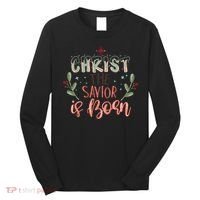 Christ The Savior Is Born Christian Retro Christmas Religious Graphic Plus Size Long Sleeve Shirt thumb 0