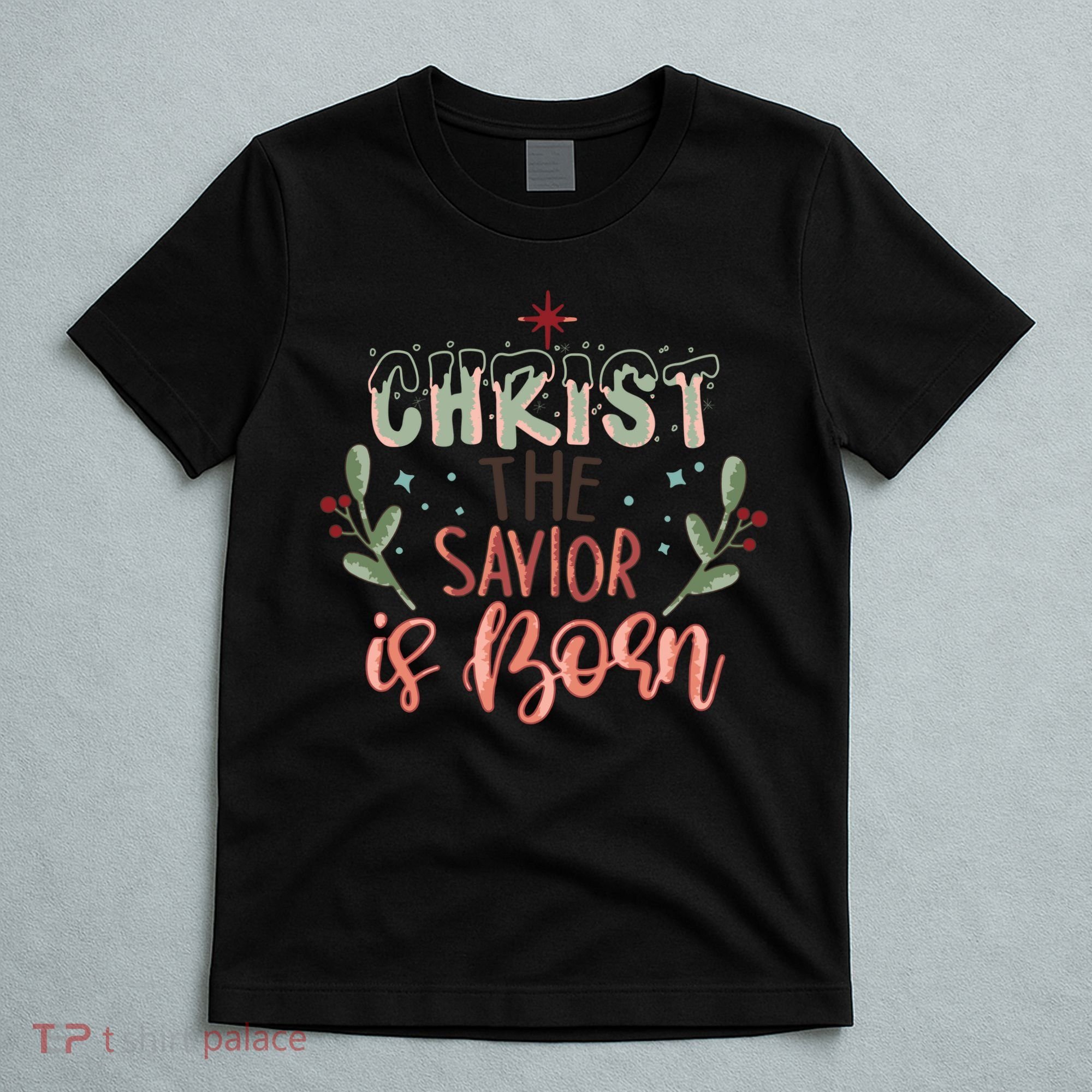 Christ The Savior Is Born Christian Retro Christmas Religious Graphic Plus Size T-Shirt