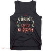 Christ The Savior Is Born Christian Retro Christmas Religious Graphic Plus Size Tank Top thumb 0