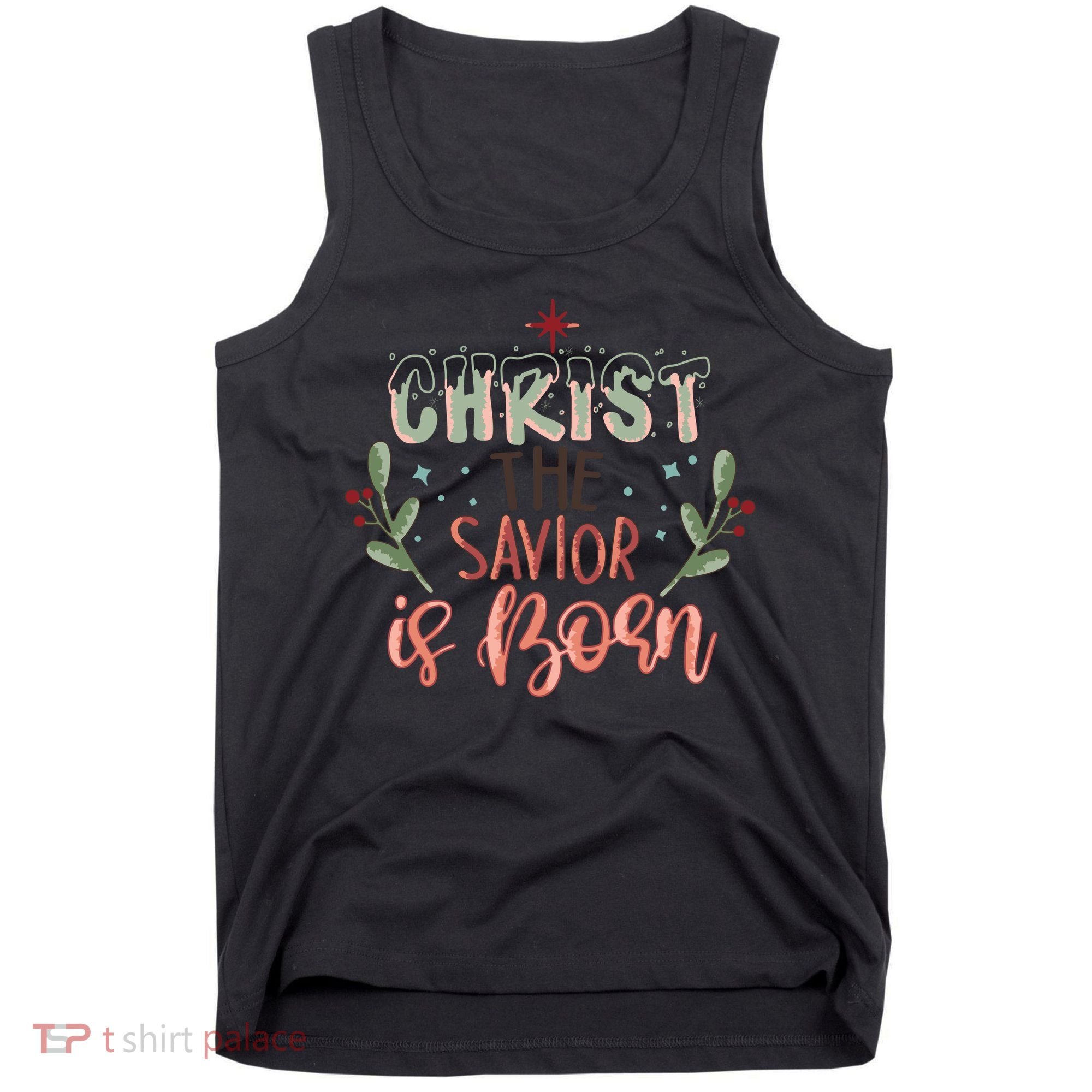 Christ The Savior Is Born Christian Retro Christmas Religious Graphic Plus Size Tank Top