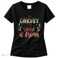 Christ The Savior Is Born Christian Retro Christmas Religious Graphic Plus Size Women's T-Shirt thumb 0