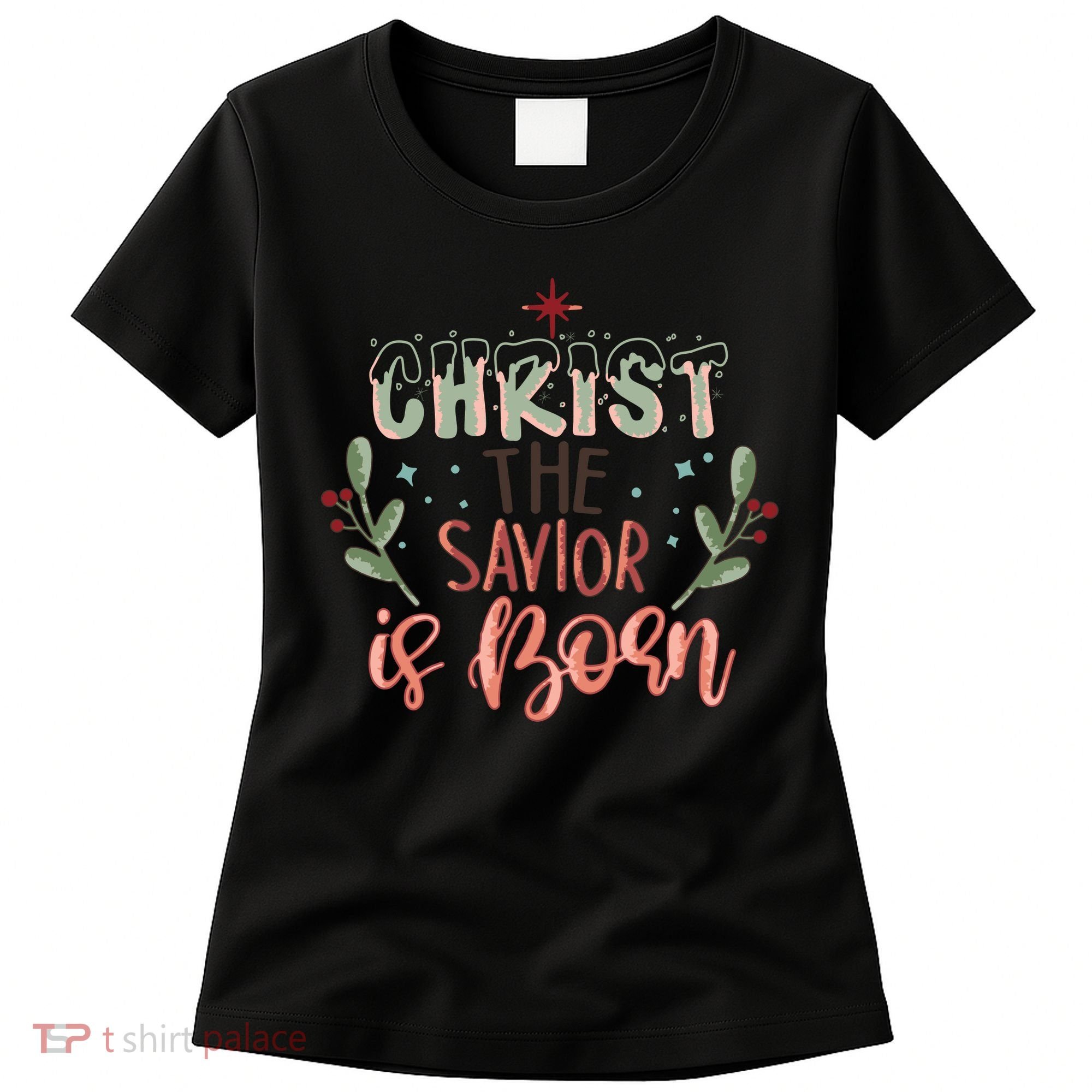 Christ The Savior Is Born Christian Retro Christmas Religious Graphic Plus Size Women's T-Shirt