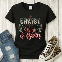 Christ The Savior Is Born Christian Retro Christmas Religious Graphic Plus Size Women's T-Shirt thumb 3
