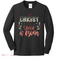 Christ The Savior Is Born Christian Retro Christmas Religious Graphic Plus Size Kids Long Sleeve Shirt thumb 0