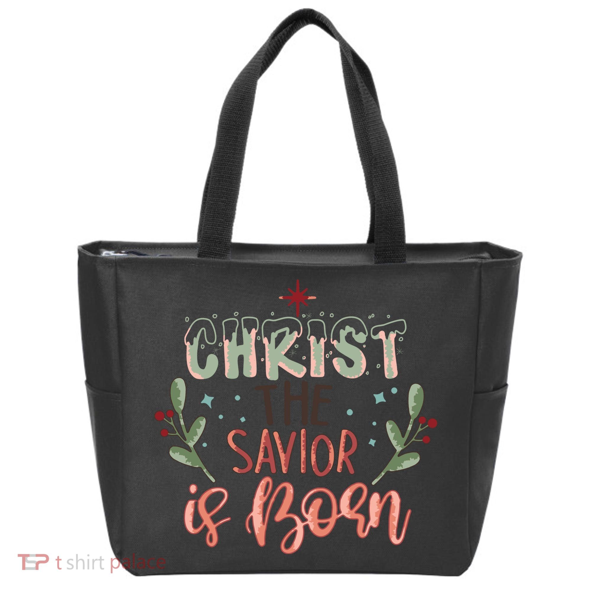 Christ The Savior Is Born Christian Retro Christmas Religious Graphic Plus Size Tote Bag