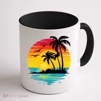 Coastal Tropical Sunset Beach Coffee Mug thumb 1
