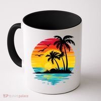 Coastal Tropical Sunset Beach Coffee Mug thumb 0