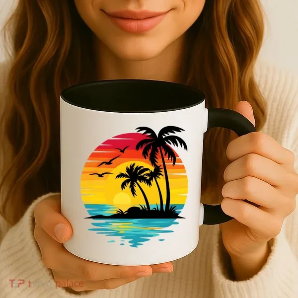 Coastal Tropical Sunset Beach Coffee Mug