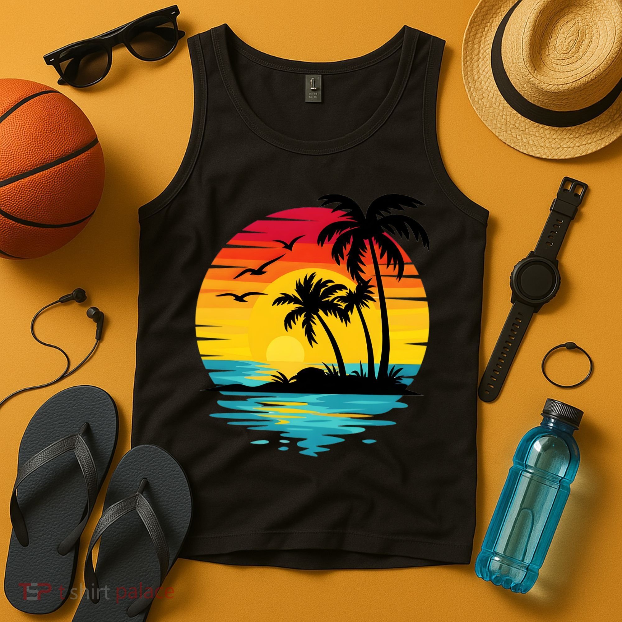 Coastal Tropical Sunset Beach Tank Top