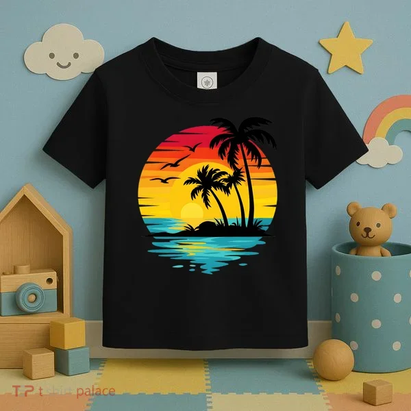 Coastal Tropical Sunset Beach Toddler T-Shirt