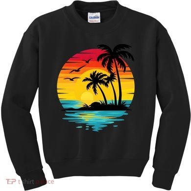 Coastal Tropical Sunset Beach Kids Sweatshirt