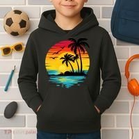 Coastal Tropical Sunset Beach Kids Hoodie thumb 2
