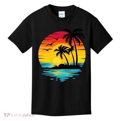 Coastal Tropical Sunset Beach Kids T-Shirt