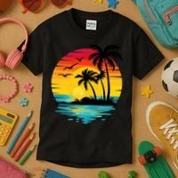 Coastal Tropical Sunset Beach Kids T-Shirt thumb 3