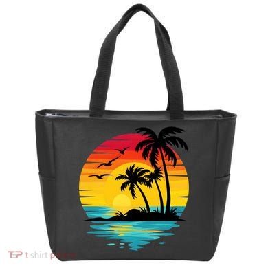 Coastal Tropical Sunset Beach Tote Bag