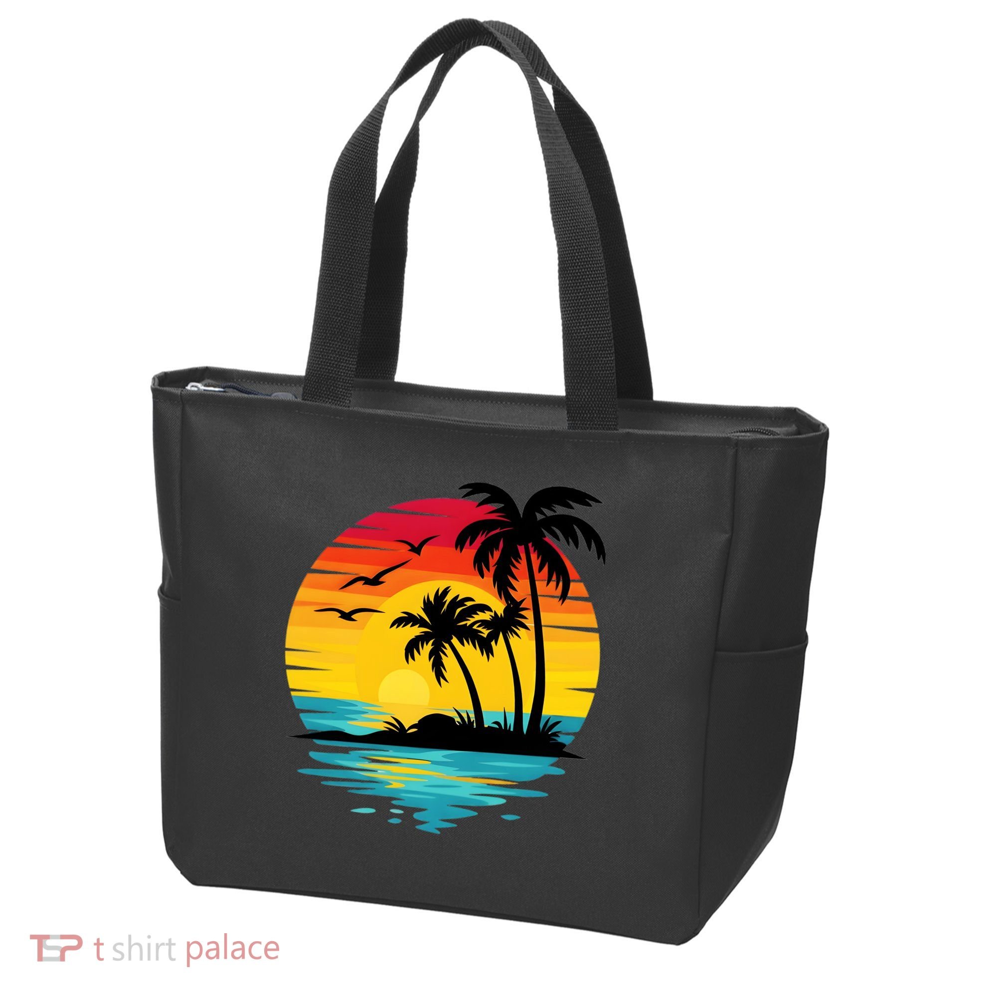 Coastal Tropical Sunset Beach Tote Bag