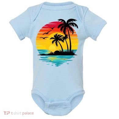 Coastal Tropical Sunset Beach Baby Bodysuit