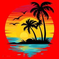 Coastal Tropical Sunset Beach Santa Hat thumb 1
