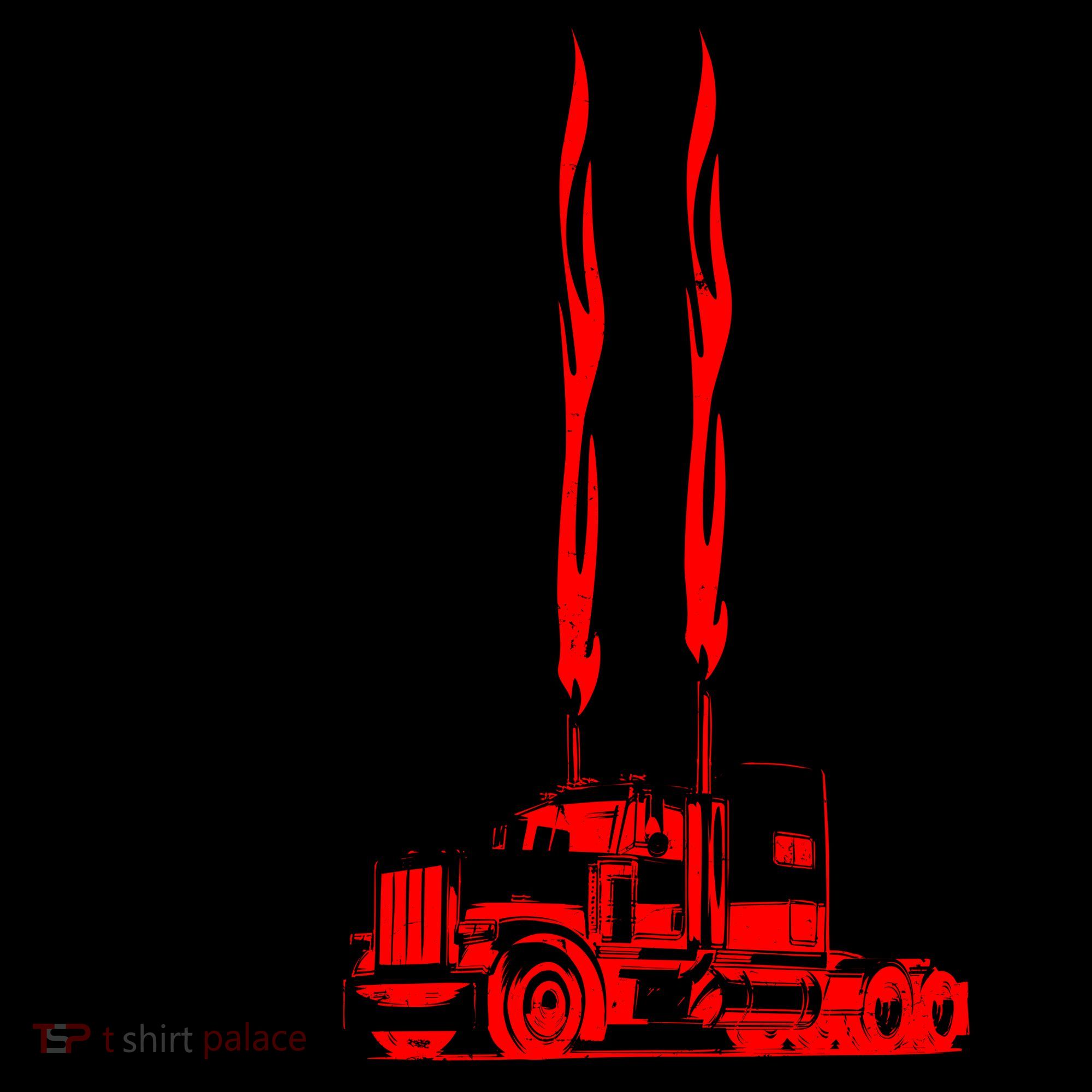 Cool Trucker Semi Truck Flames American Flag Coffee Mug