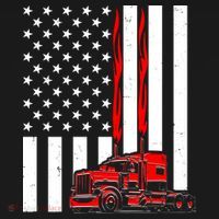 Cool Trucker Semi Truck Flames American Flag Ornament thumb 1