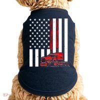 Cool Trucker Semi Truck Flames American Flag Doggie Tank thumb 0