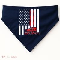 Cool Trucker Semi Truck Flames American Flag USA-Made Doggie Bandana thumb 0