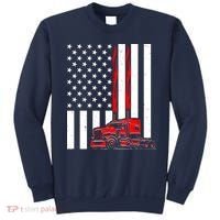 Cool Trucker Semi Truck Flames American Flag Sweatshirt thumb 0