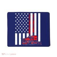 Cool Trucker Semi Truck Flames American Flag Mousepad thumb 0