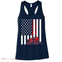 Cool Trucker Semi Truck Flames American Flag Women's Tank Top thumb 0