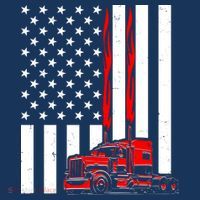 Cool Trucker Semi Truck Flames American Flag Women's Long Sleeve Shirt thumb 2