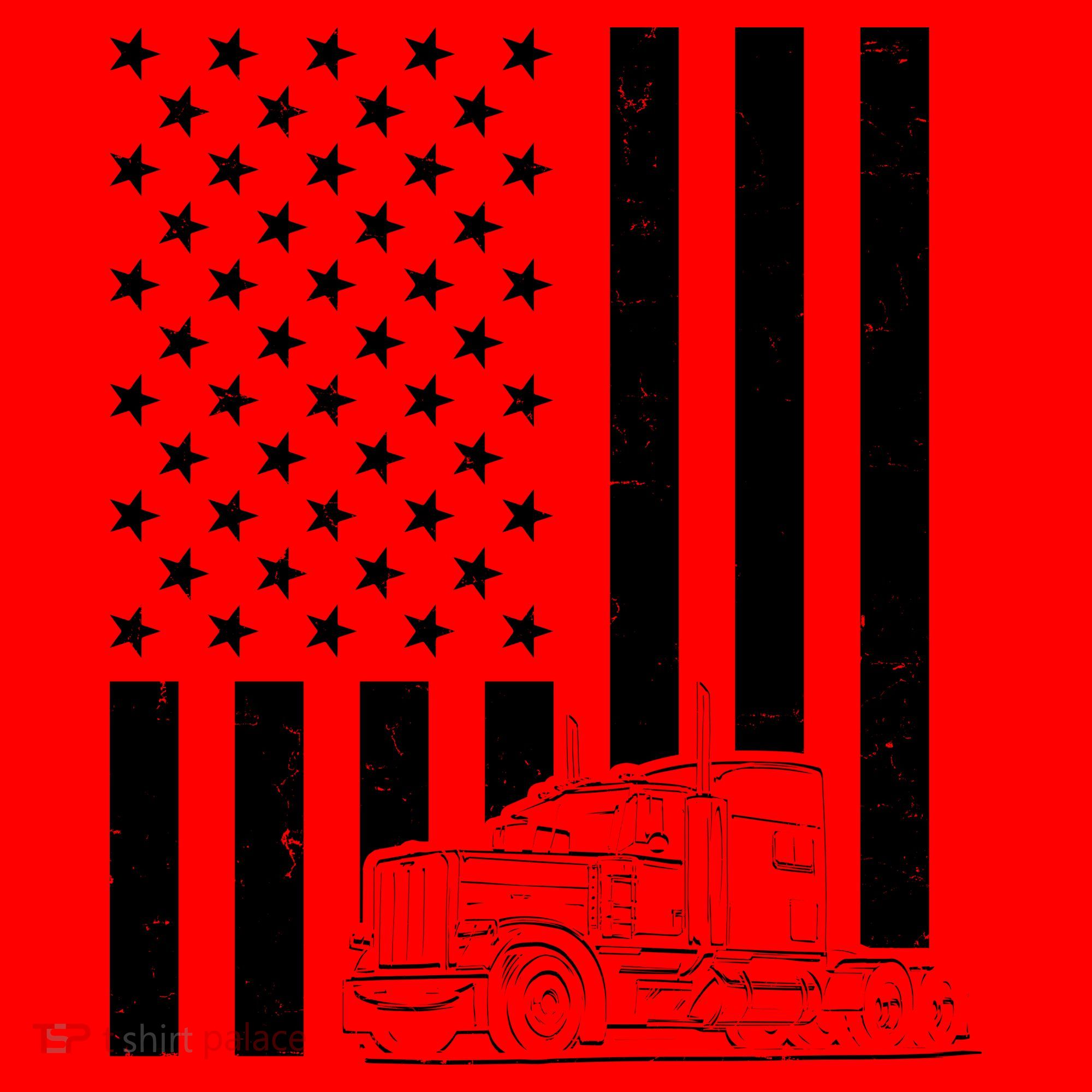 Cool Trucker Semi Truck Flames American Flag Santa Hat