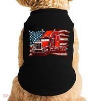 Cool Trucker Semi Truck Torn Distressed American Flag Doggie Tank thumb 0