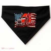 Cool Trucker Semi Truck Torn Distressed American Flag USA-Made Doggie Bandana thumb 0