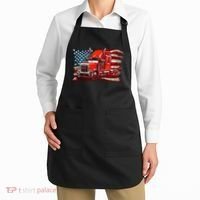 Cool Trucker Semi Truck Torn Distressed American Flag Apron thumb 2