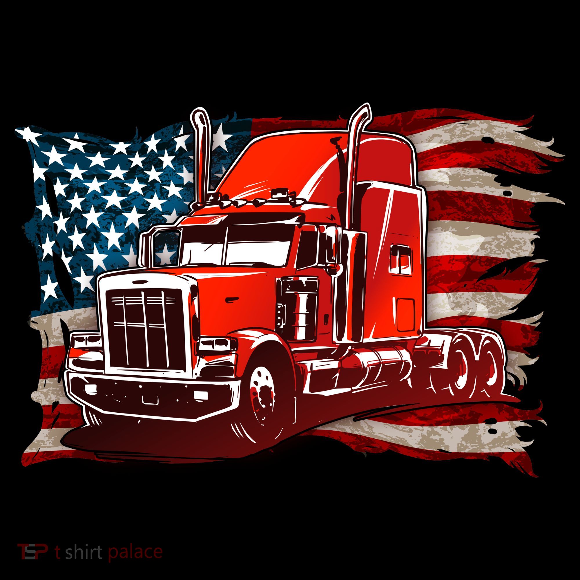 Cool Trucker Semi Truck Torn Distressed American Flag Coffee Mug