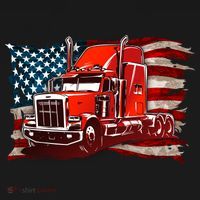 Cool Trucker Semi Truck Torn Distressed American Flag Women's Hoodie thumb 2