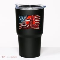 Cool Trucker Semi Truck Torn Distressed American Flag Tumbler thumb 0