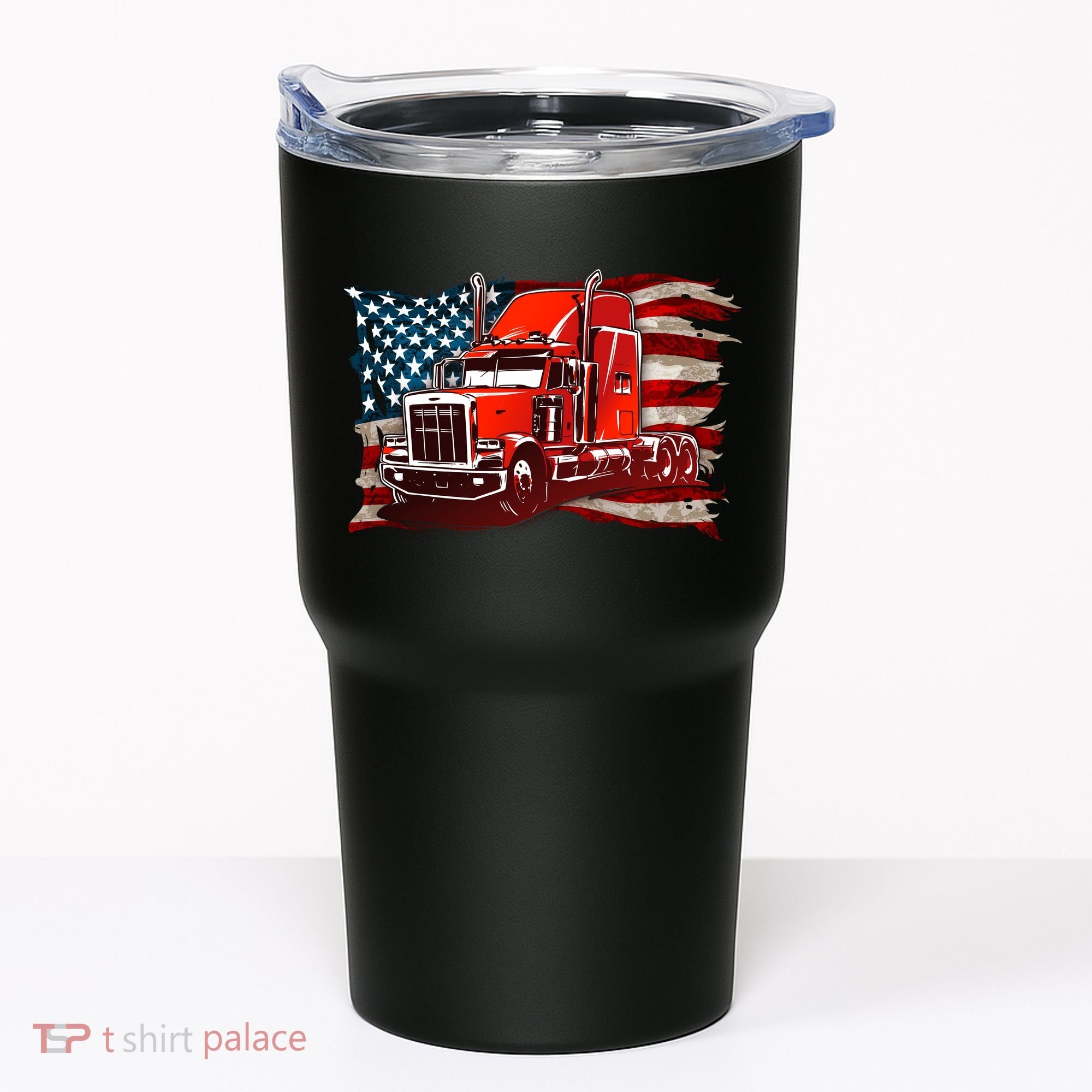 Cool Trucker Semi Truck Torn Distressed American Flag Tumbler