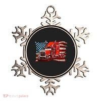 Cool Trucker Semi Truck Torn Distressed American Flag Ornament thumb 0