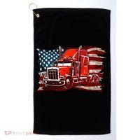 Cool Trucker Semi Truck Torn Distressed American Flag Golf Towel thumb 0