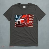 Cool Trucker Semi Truck Torn Distressed American Flag T-Shirt thumb 5
